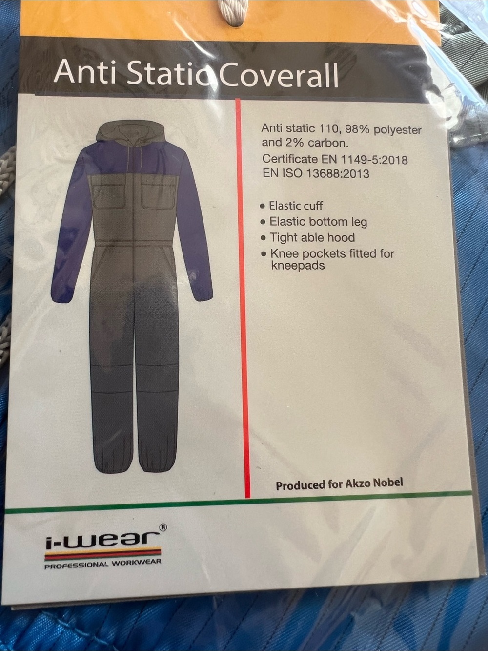 Akso Nobel anti static Coveralls I-wear L
98%polyester 2%carbon fiber - Picture 2 of 4